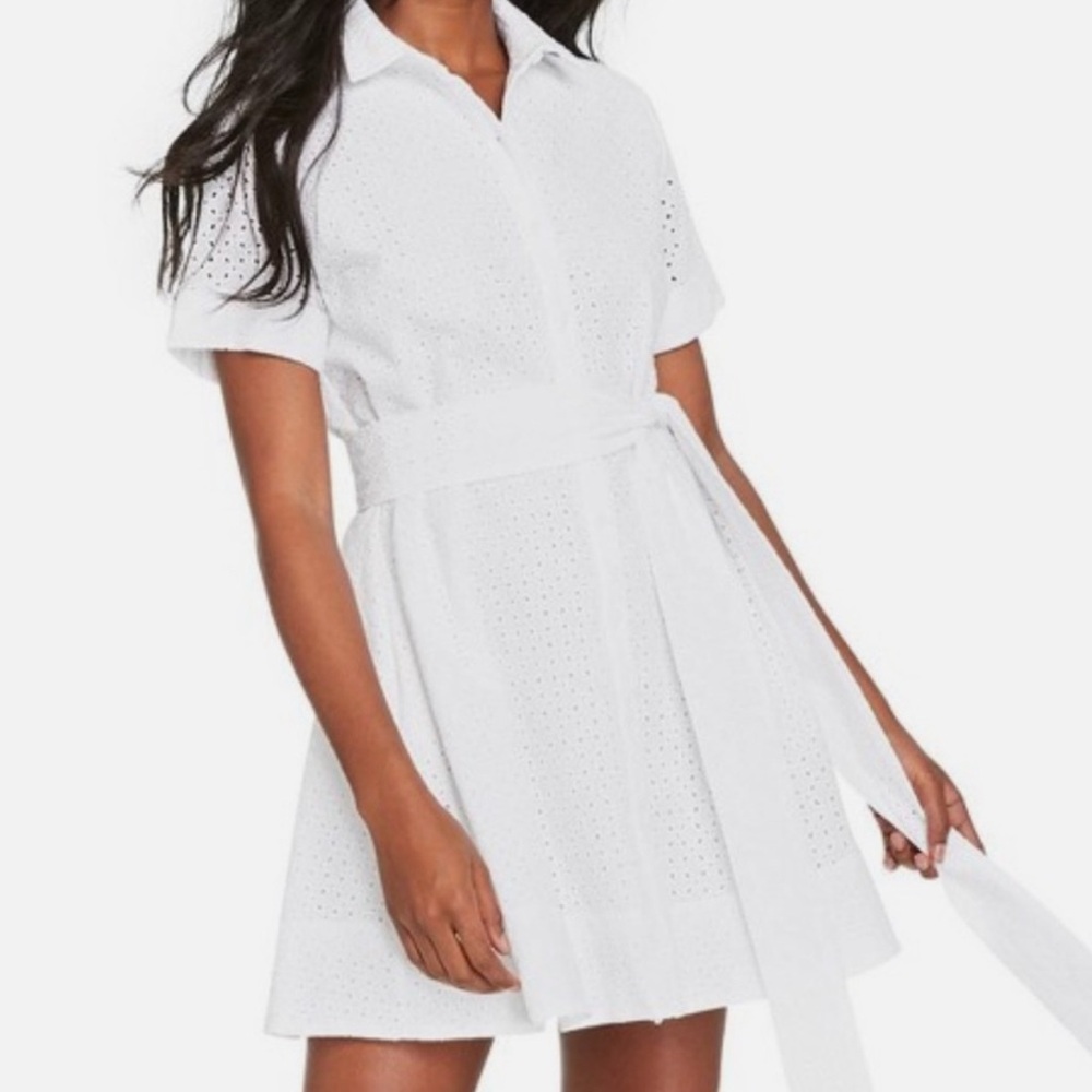 Lisa Marie Fernandez x Target White Eyelet 100% Cotton Belted Button Mini Dress